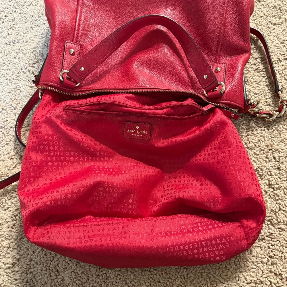 Kate Spade Pine Street Small Kori Leather Purse Red Gold Hardware